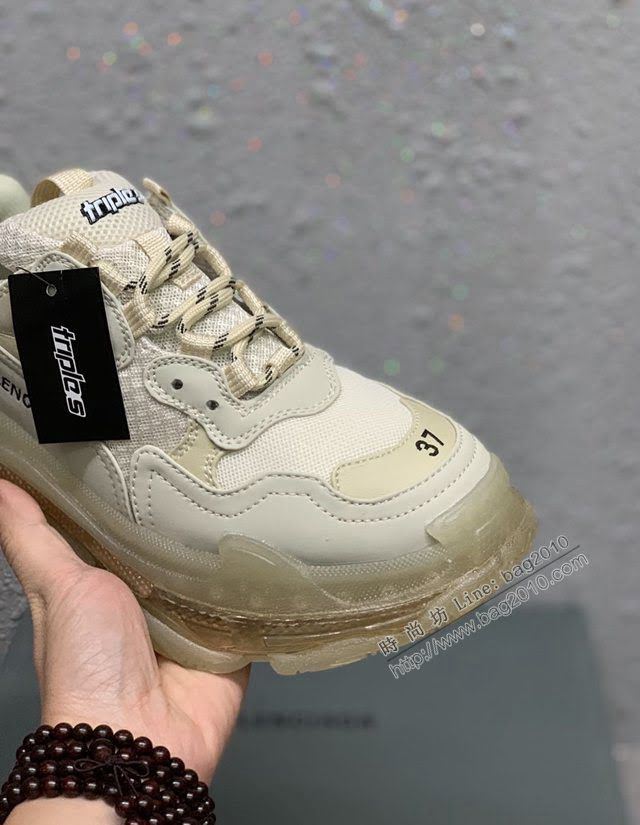Balenciaga經典款男女鞋 巴黎世家頂級版本Triple S厚底氣墊大底LOGO老爹鞋 Balenciaga情侶款老爹鞋  hdbl1277